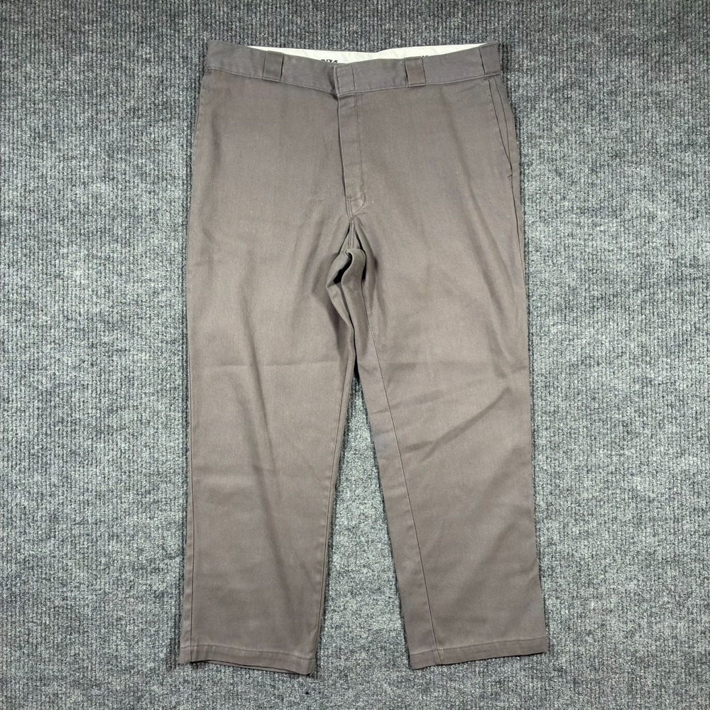 Dickies 874 Original‎ Fit Mens Pants Size 40x30 Gray Flex Flat Front High Rise